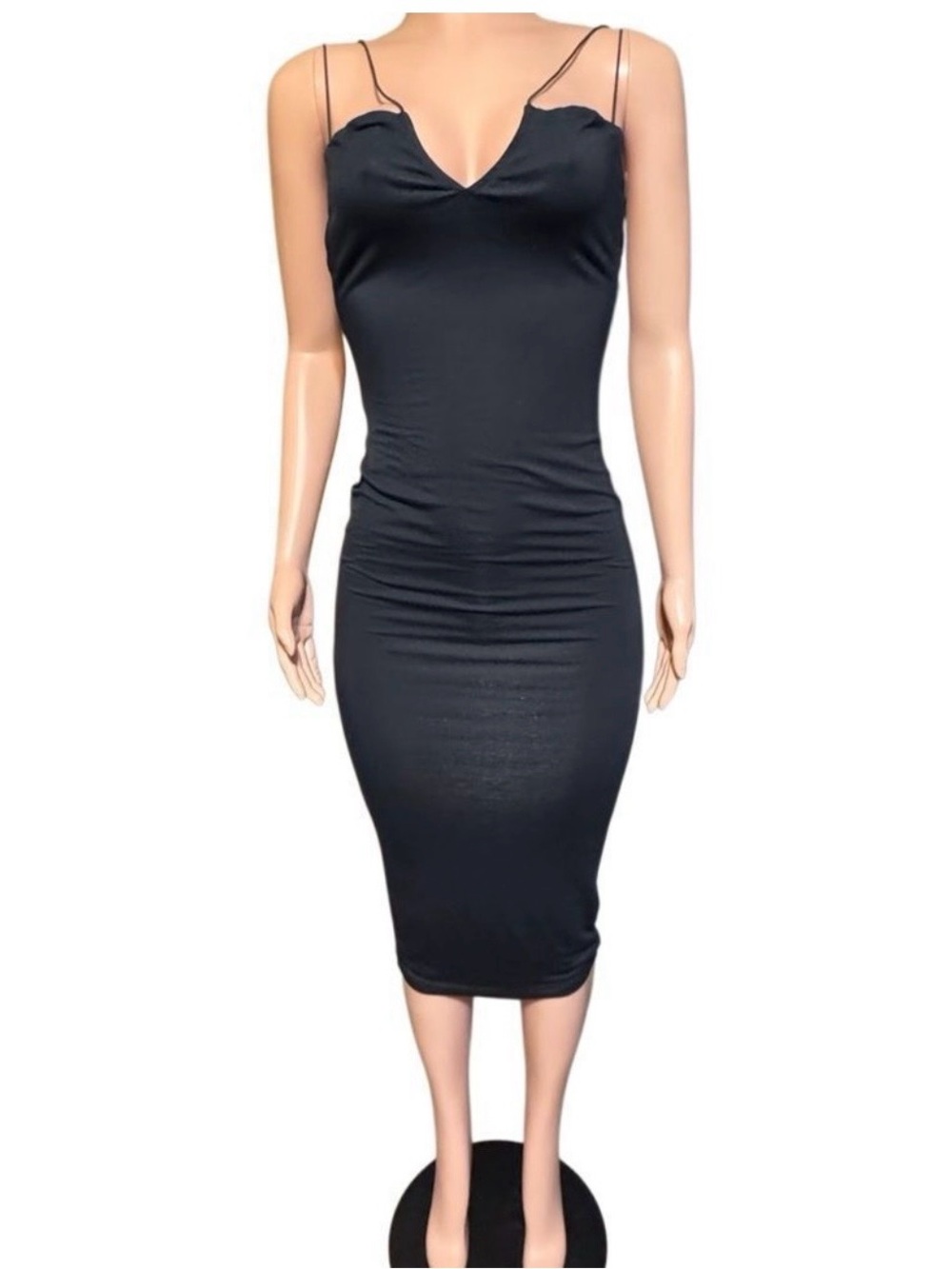 SER.O.YA Black Modal Blend midi dress Small